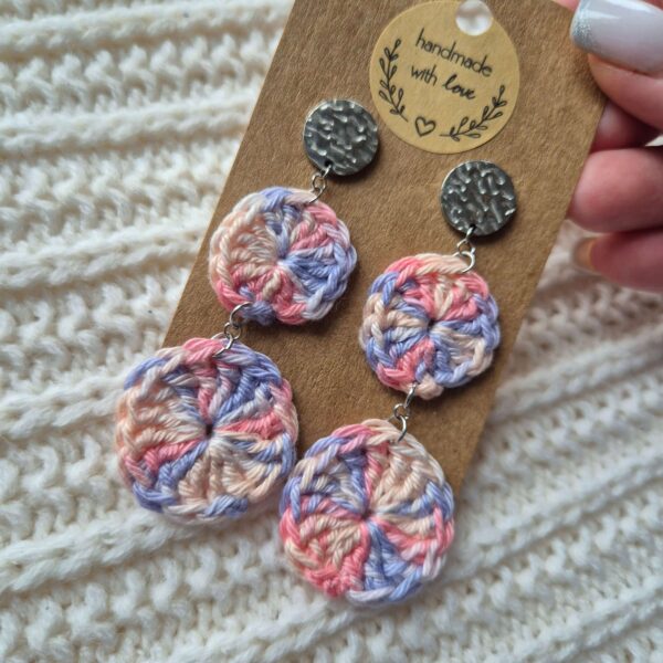 Horgolt fülbevaló - Rózsaszín